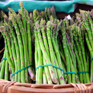 bunches of fresh green asparagus spears